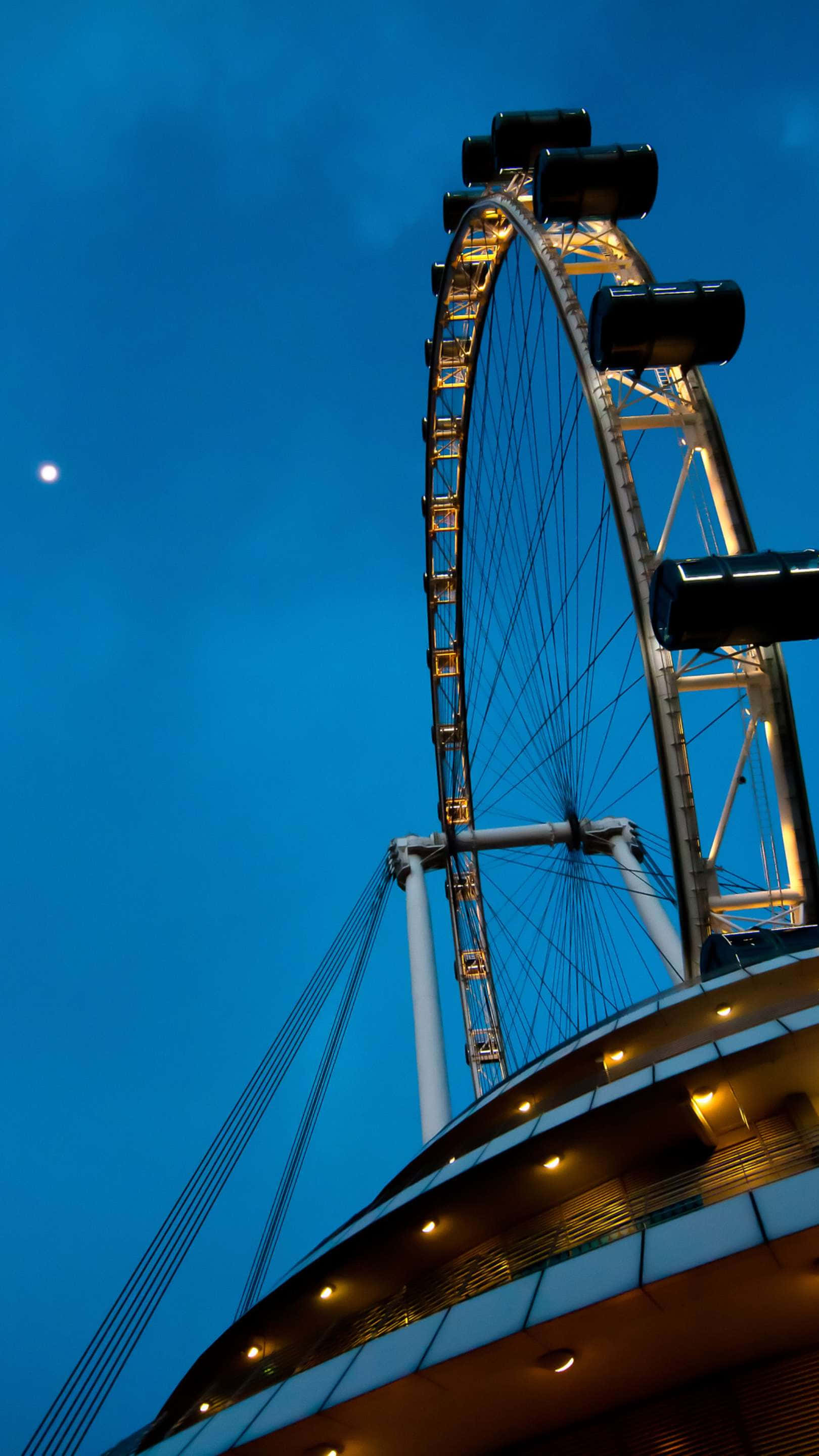 Singapore Flyer, twilight, deep blue twilight sky, 2K Phone Wallpaper