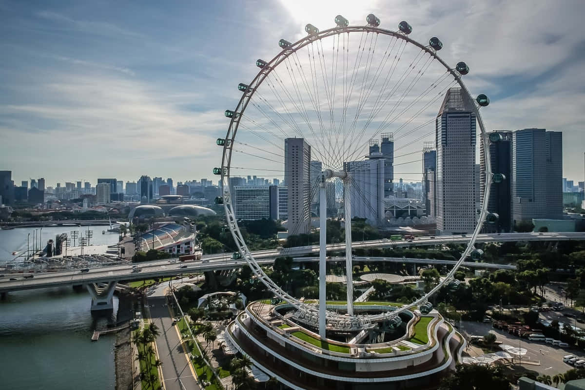 Singapore Flyer, bustling cityscape, modern skyscrapers, SD Desktop Wallpaper