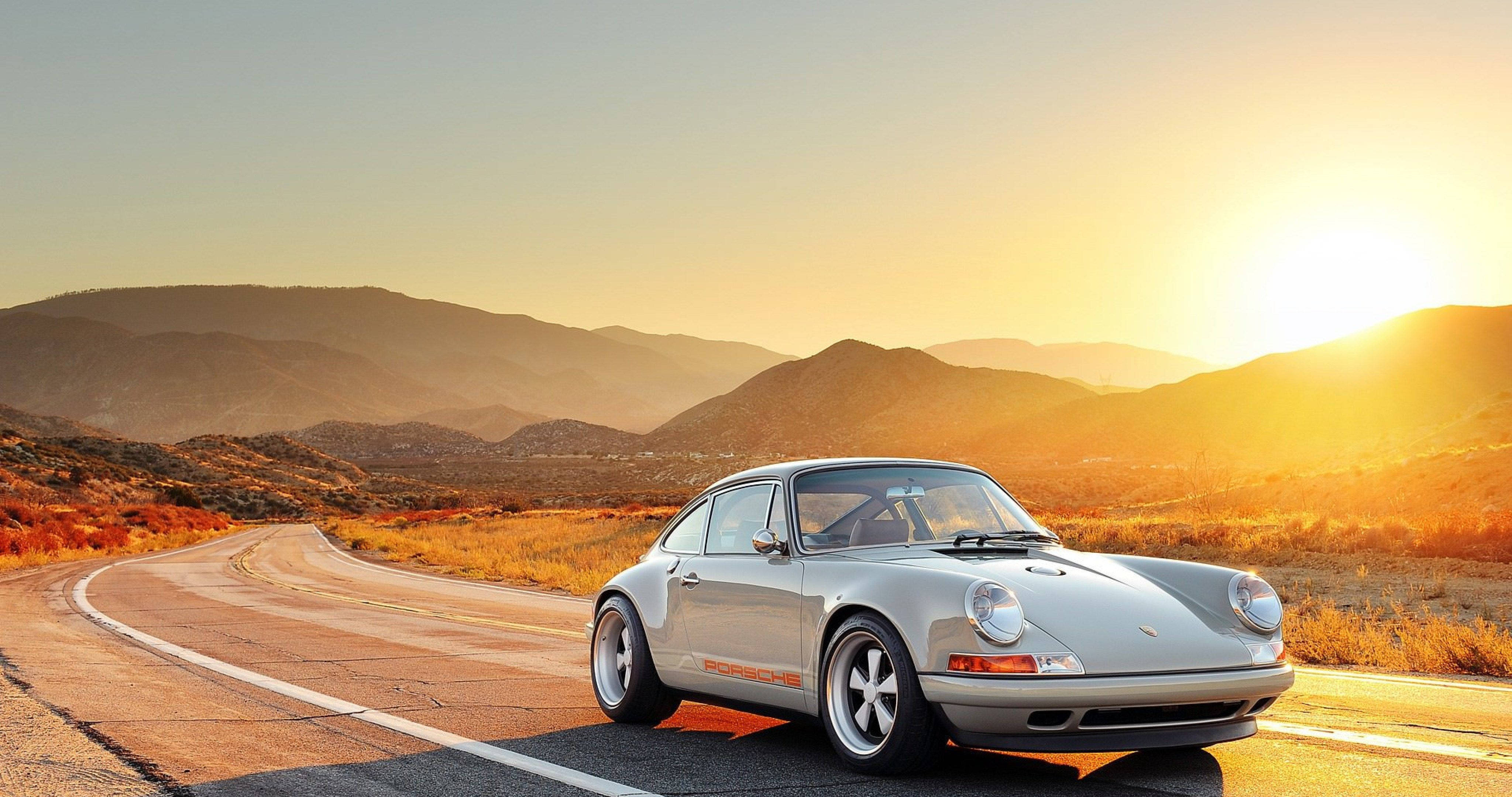 Singer Porsche, Porsche 911, silver metallic, 4K Desktop Wallpaper