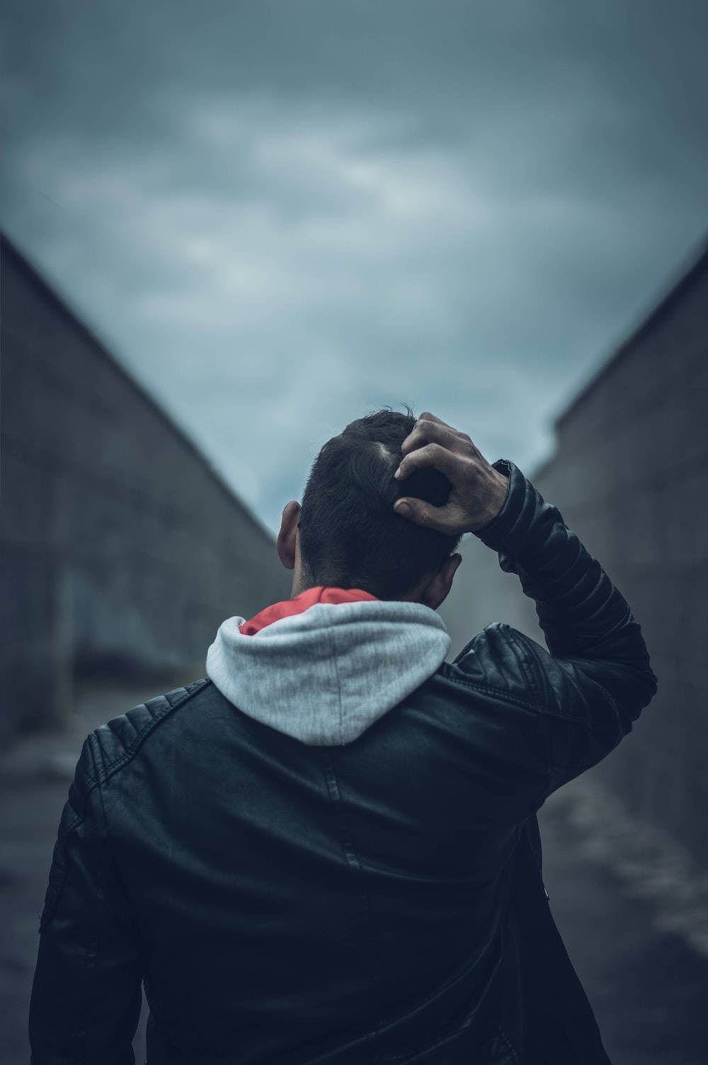 Single Boy, black leather jacket, concrete walls, HD Phone Wallpaper