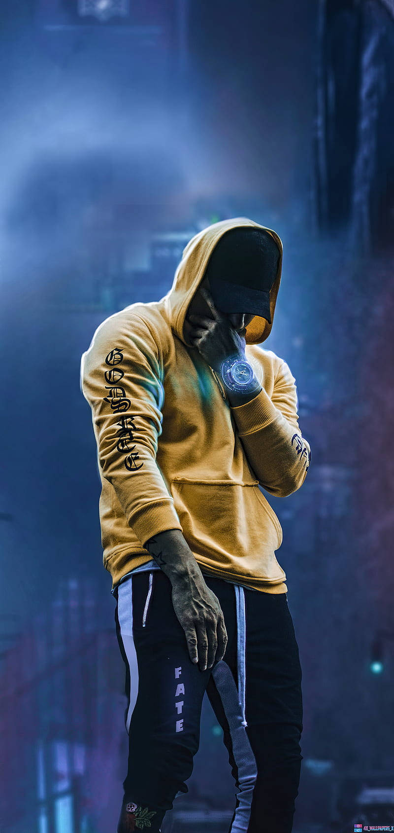 Single Boy, yellow hoodie, glowing microphone, HD Phone Wallpaper