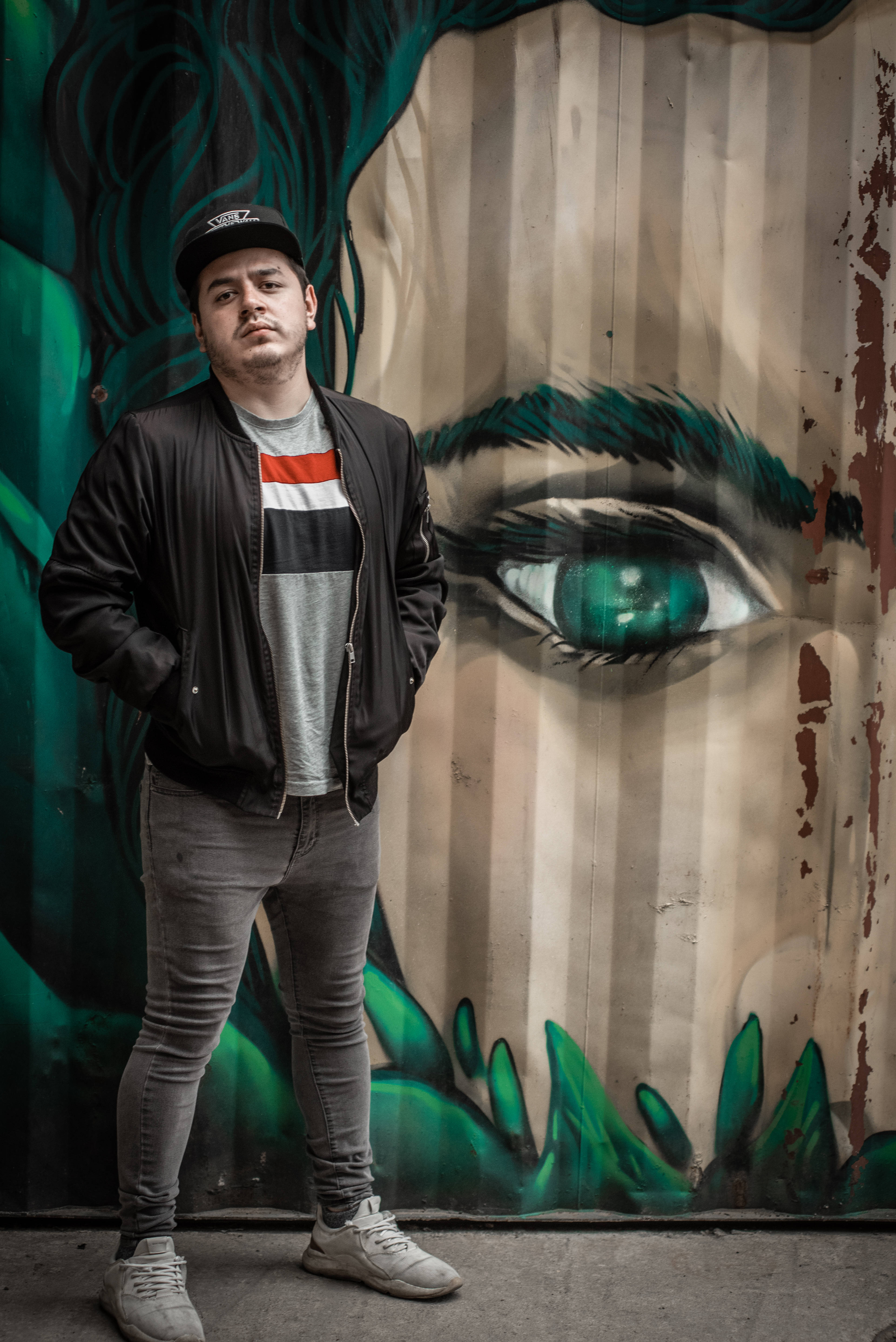 Single Boy, mural, green-eyed face, 5K Phone Wallpaper
