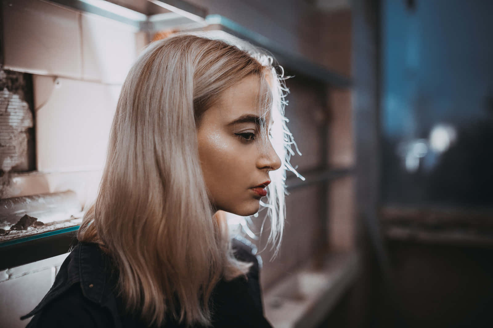 Single Woman, blonde hair, side profile, HD Desktop Wallpaper
