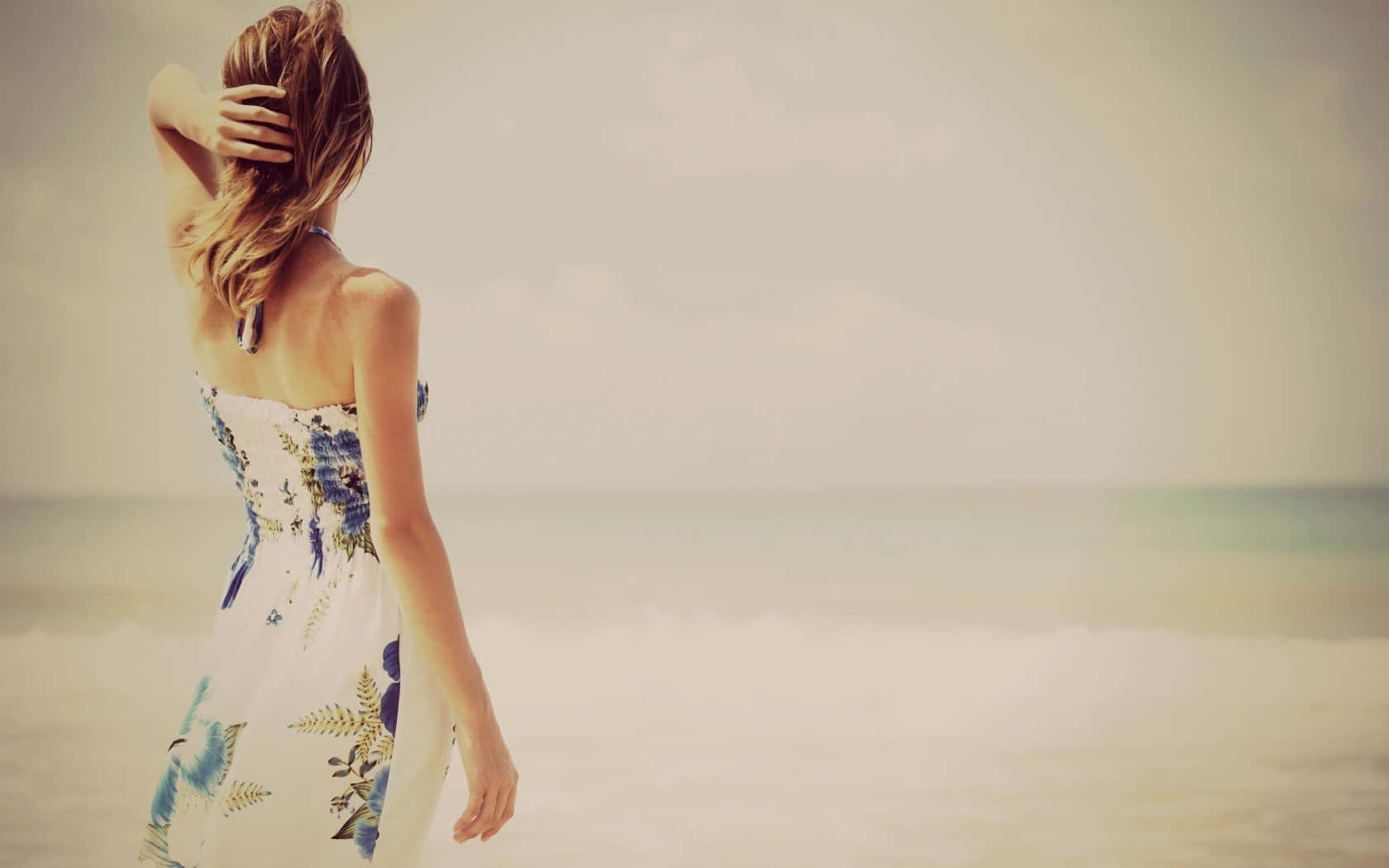 beach dress, floral dress, beach, HD Desktop Wallpaper