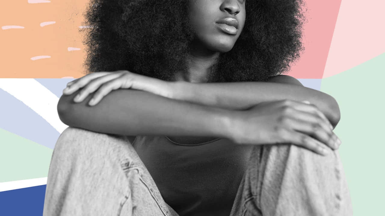 black and white portrait, woman, voluminous afro hair, HD Desktop Wallpaper