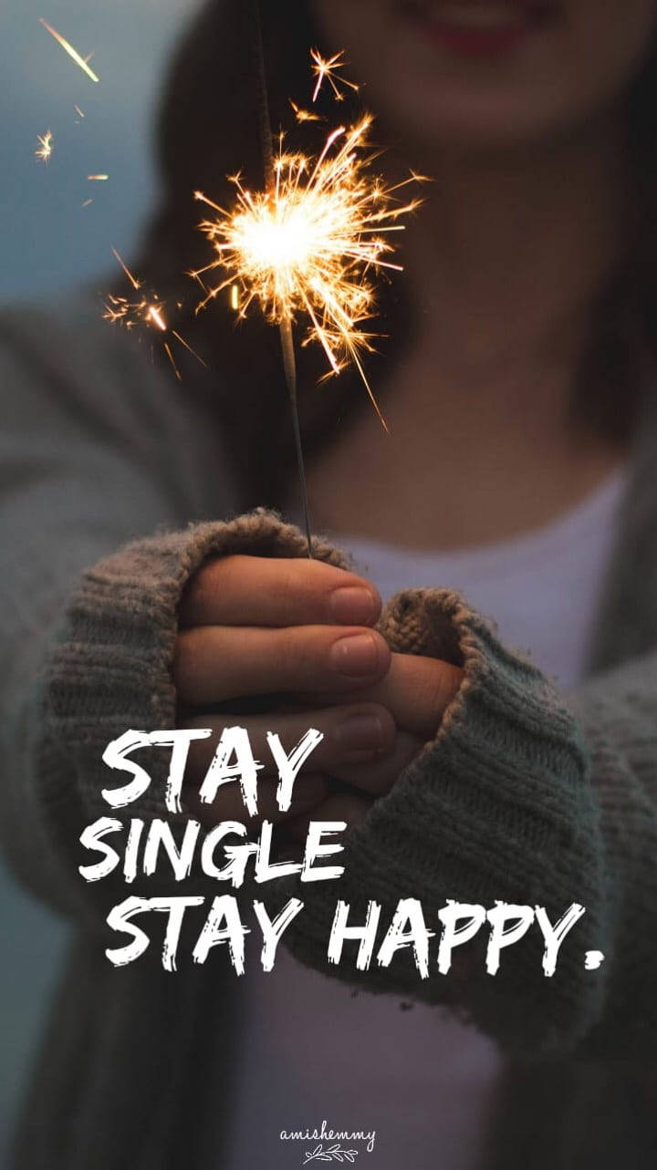 Stay Single Stay Happy, bright sparking firework, soft blue background, HD Phone Wallpaper