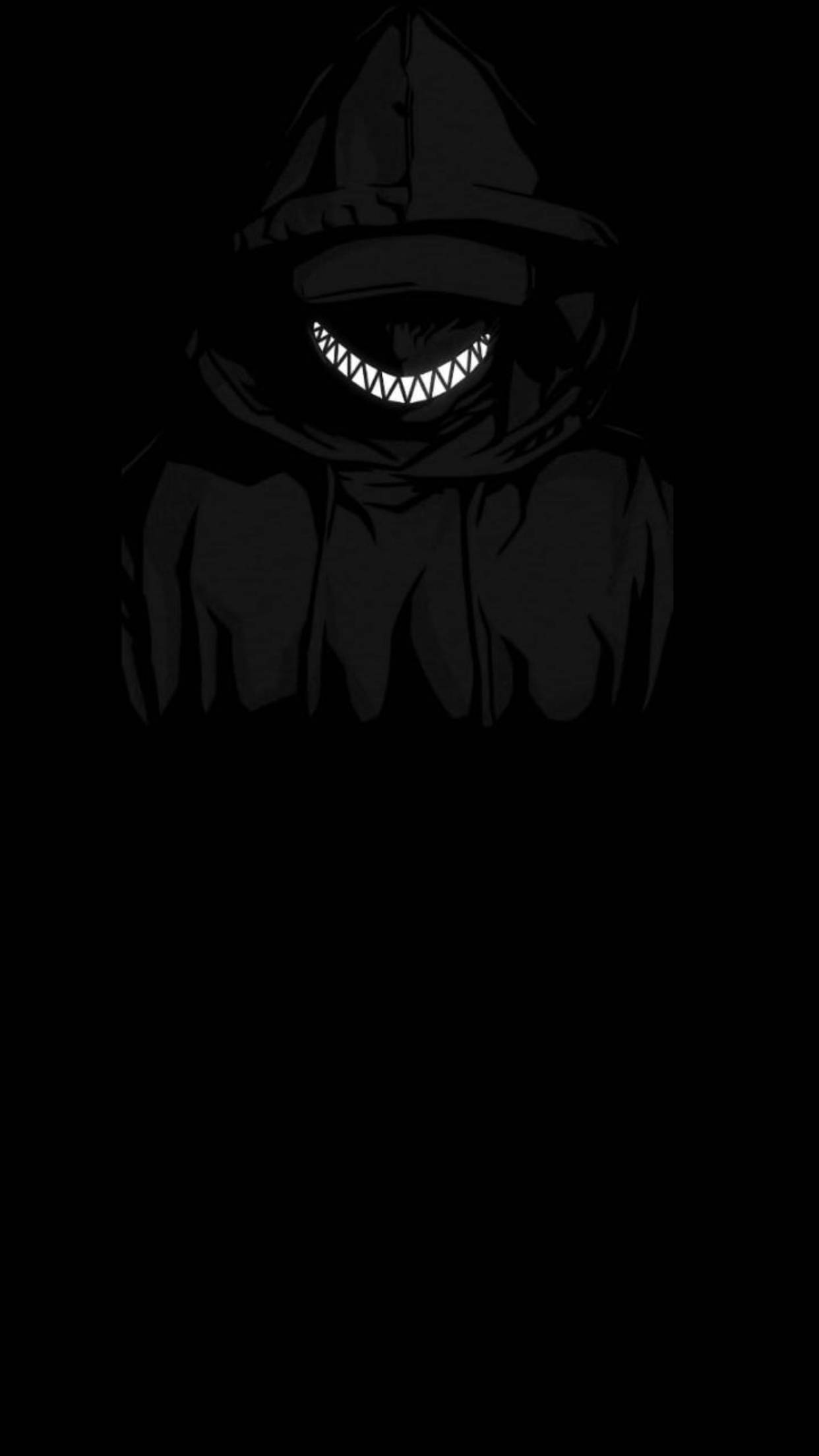 black iPhone 6 Plus, hooded figure, glowing sharp teeth, Full HD Phone Wallpaper