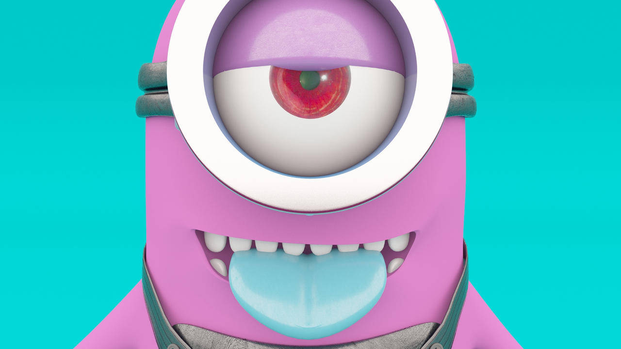 red-eyed evil minion, pink Minion, giant eye, HD Desktop Wallpaper