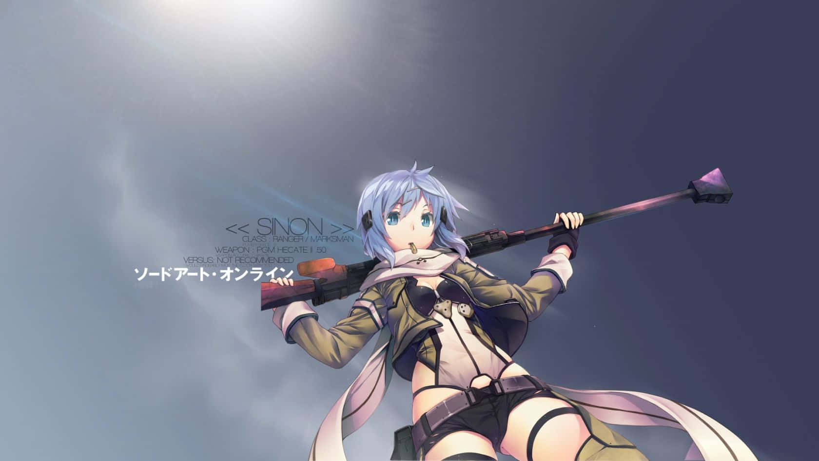 Sinon, silver hair, blue eyes, HD Desktop Wallpaper