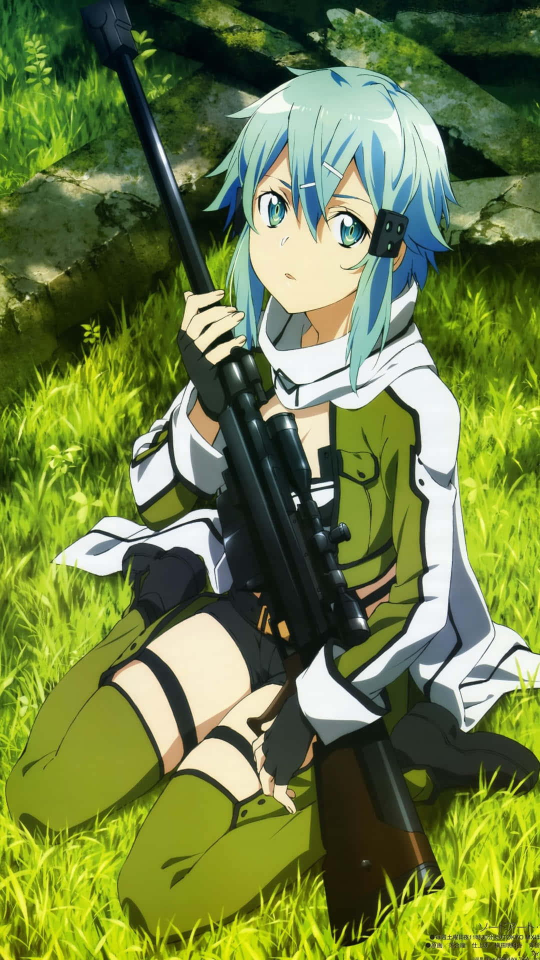Sinon, blue-haired, anime girl, Full HD Phone Wallpaper