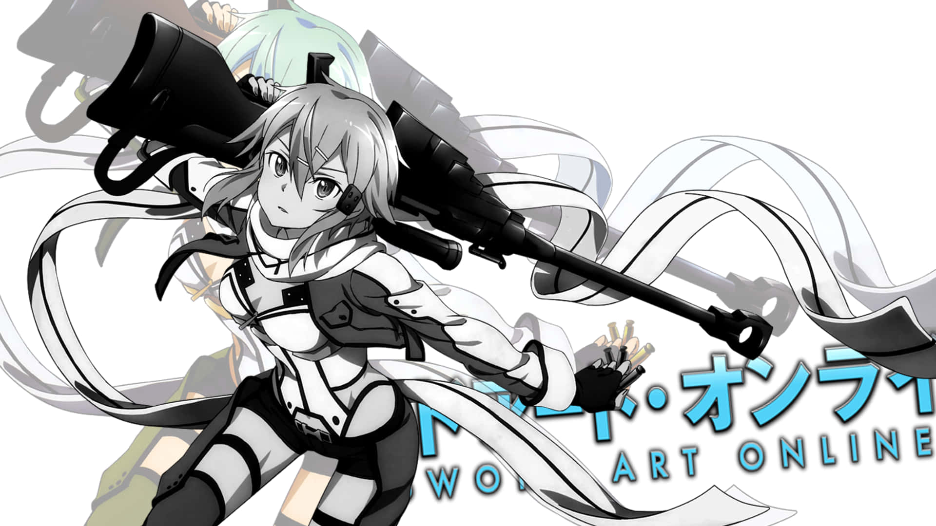 Sinon, anime girl, silver hair, Full HD Desktop Wallpaper