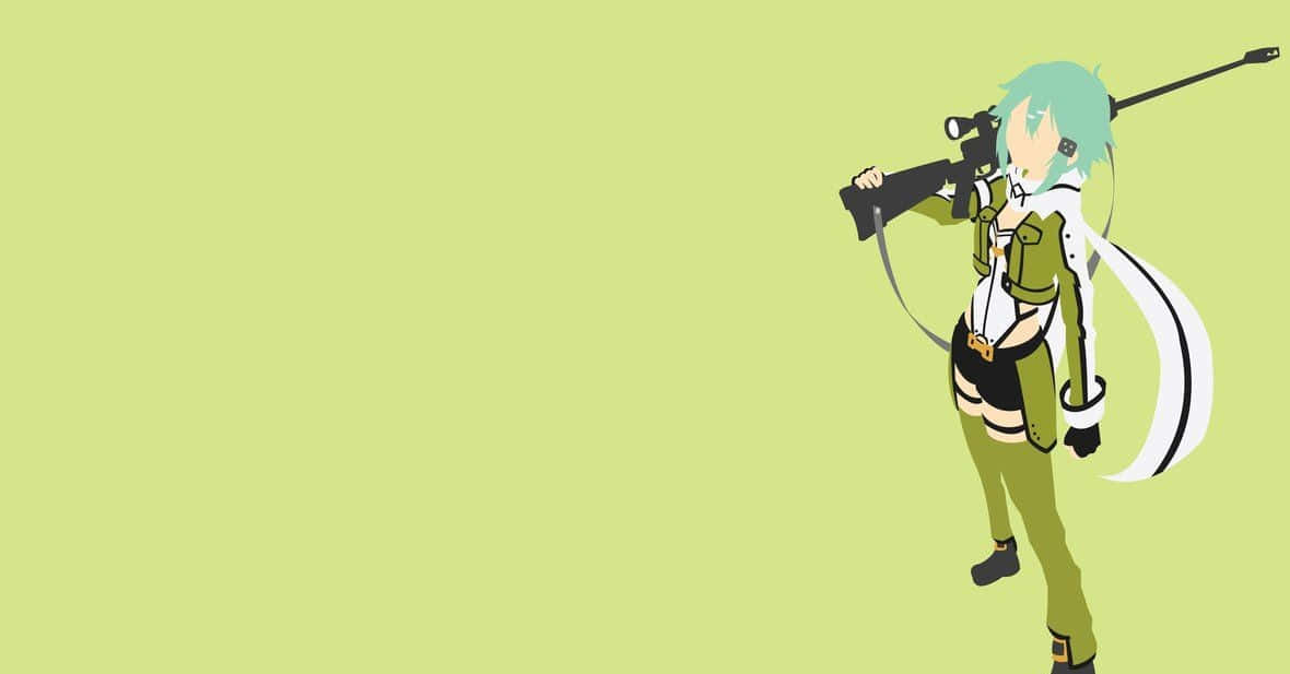 Sinon, teal hair, white cape, SD Desktop Wallpaper