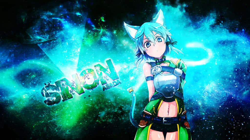 Sinon, blue-haired, cat-eared, SD Desktop Wallpaper