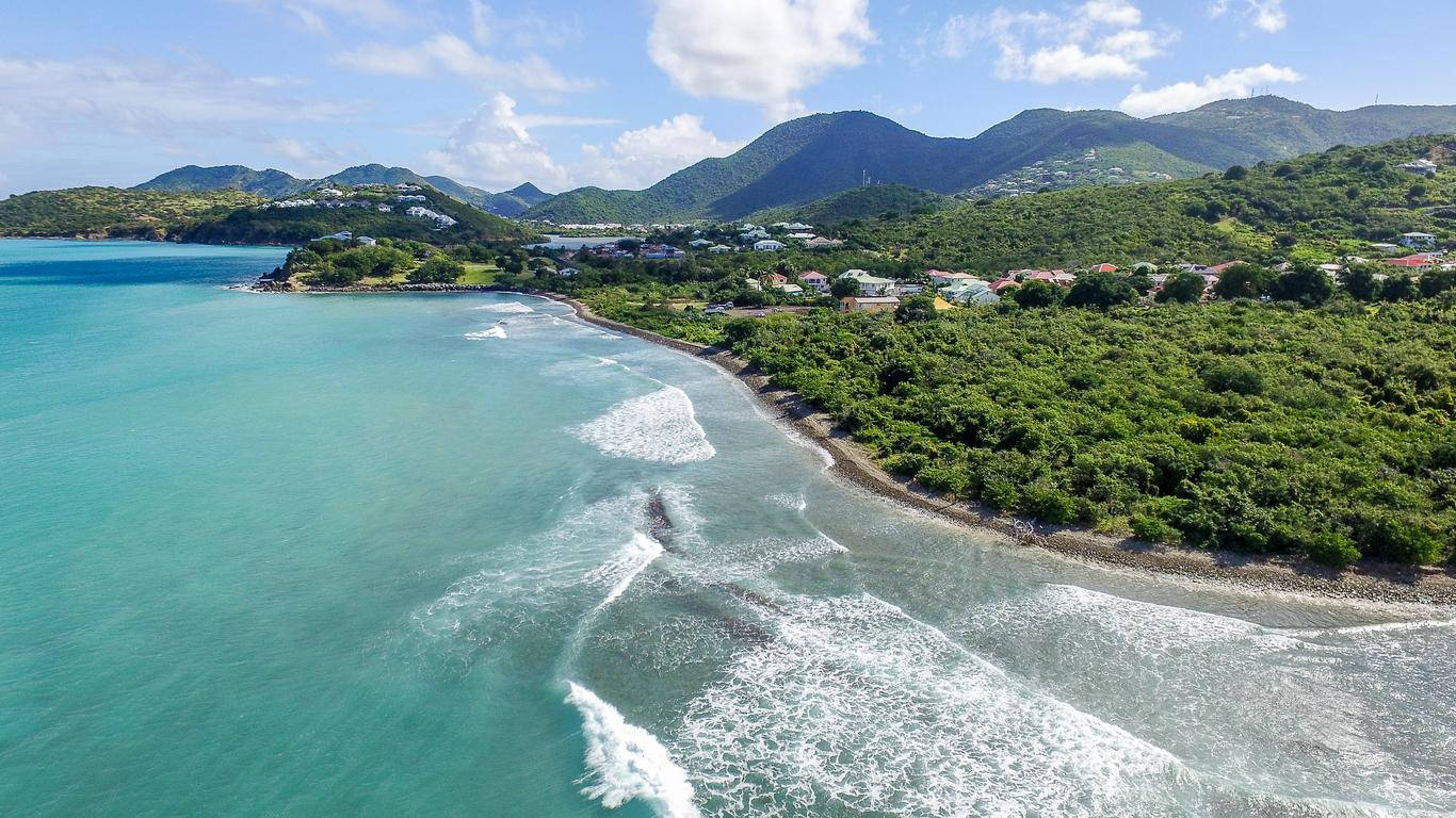 Sint Maarten, turquoise ocean, rocky shore, HD Desktop Wallpaper