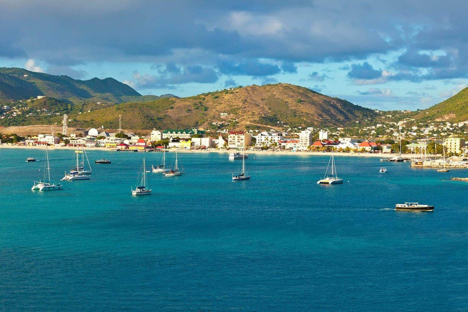 Sint Maarten, turquoise waters, coastal town, HD Desktop Wallpaper