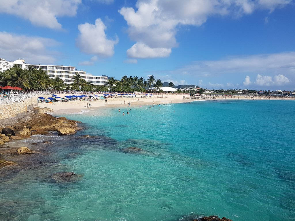 Sint Maarten, beach, turquoise waters, SD Desktop Wallpaper
