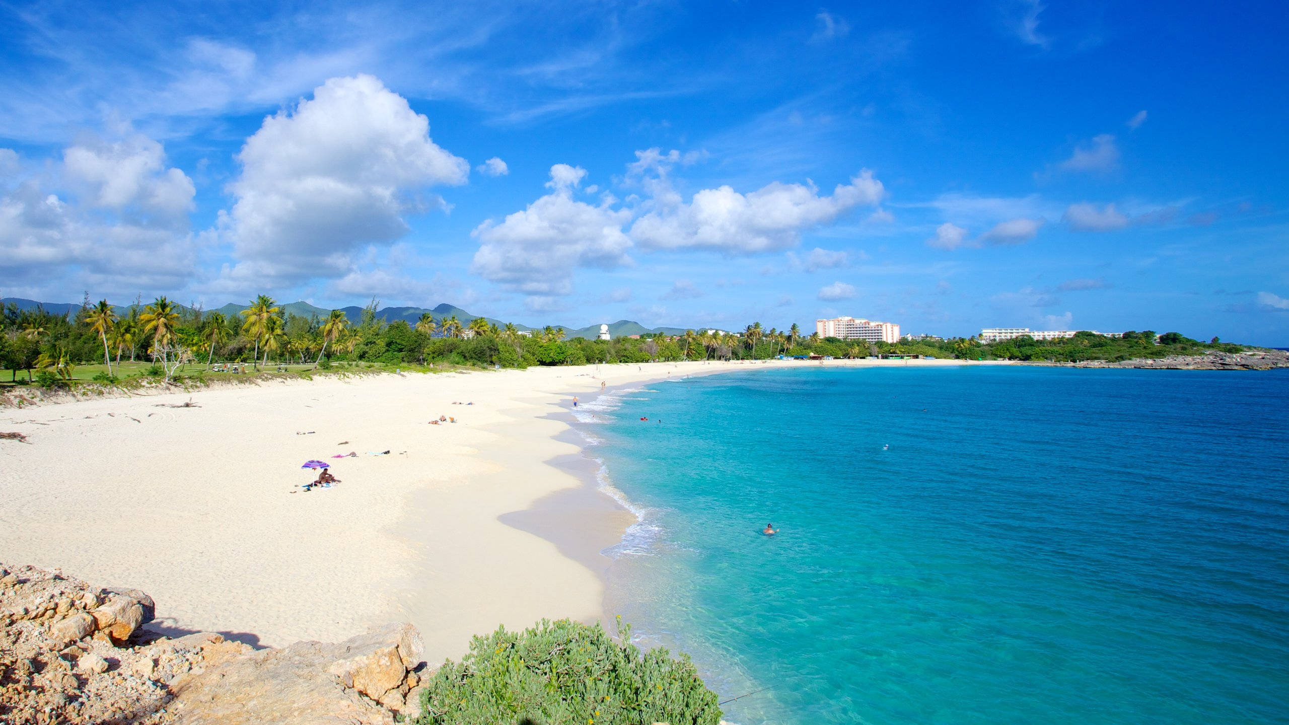 Sint Maarten, turquoise waters, white sand, 2K Desktop Wallpaper