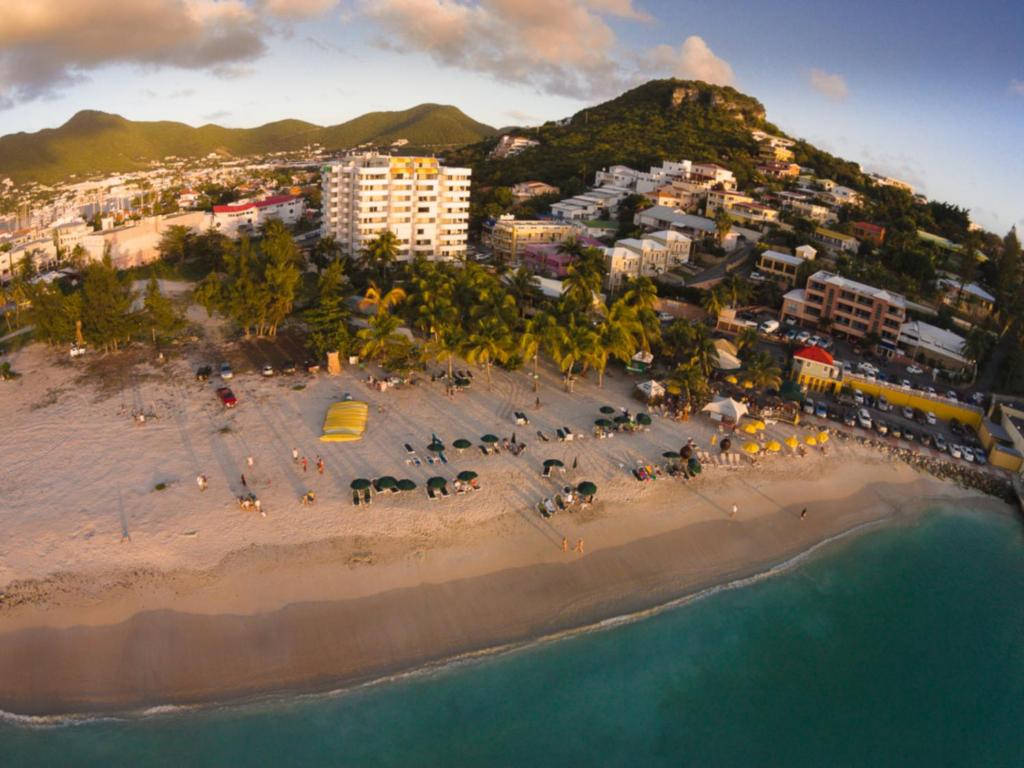 Sint Maarten, tropical beach, sunset, SD Desktop Wallpaper