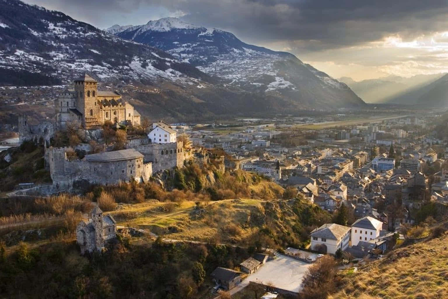 Sion Switzerland, historic castles, hill, HD Desktop Wallpaper