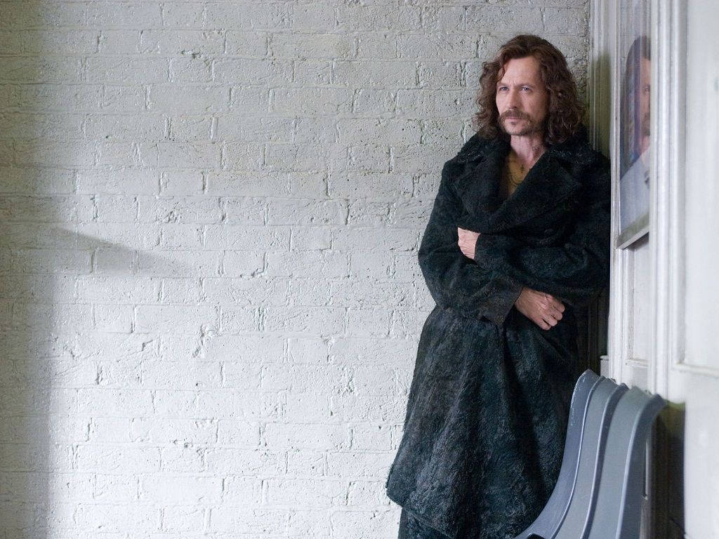 Sirius Black, dark textured coat, white brick wall, SD Desktop Wallpaper