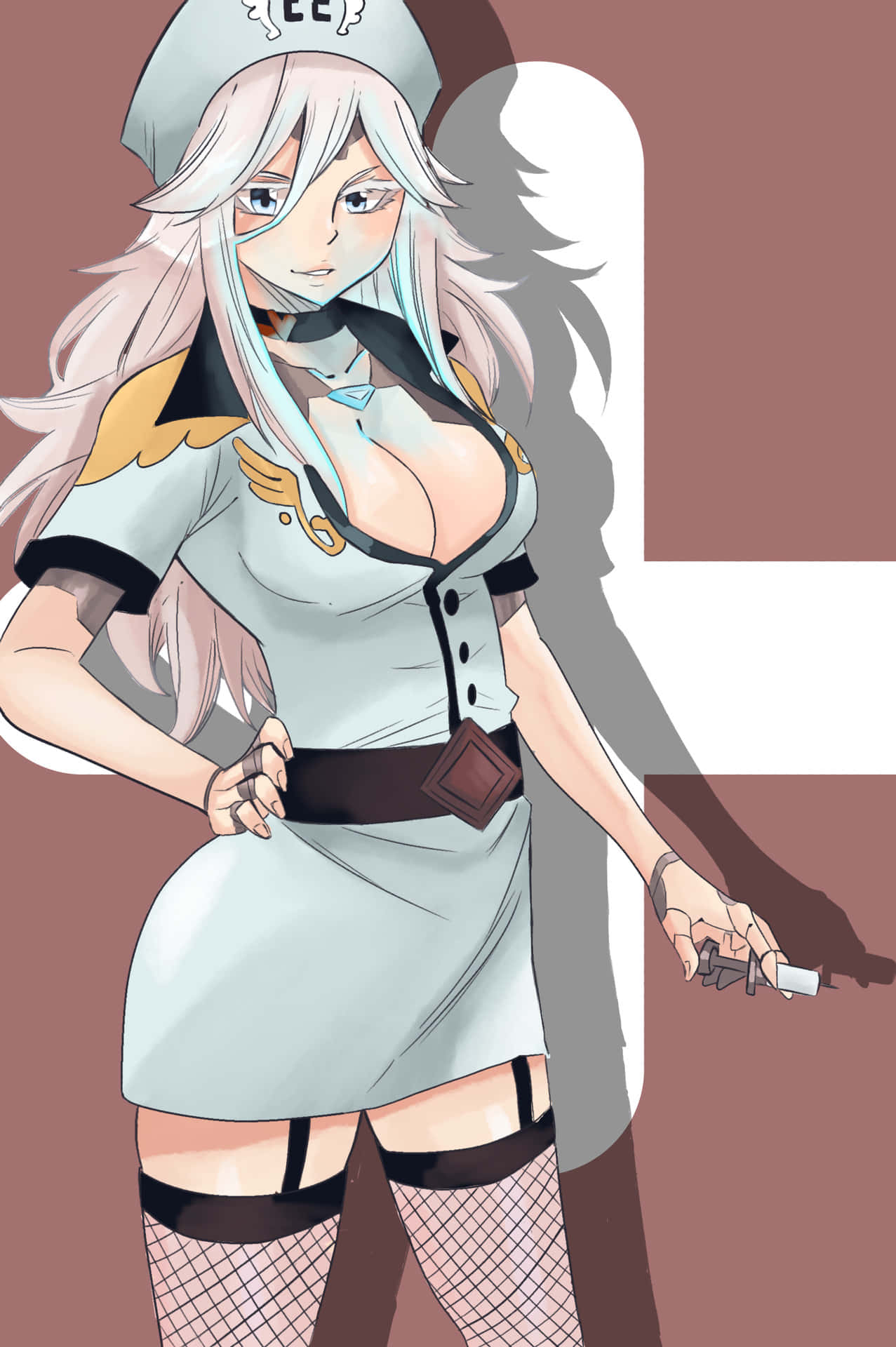 Sister Ivry, silver-haired, light gray nurse outfit, Full HD Phone Wallpaper