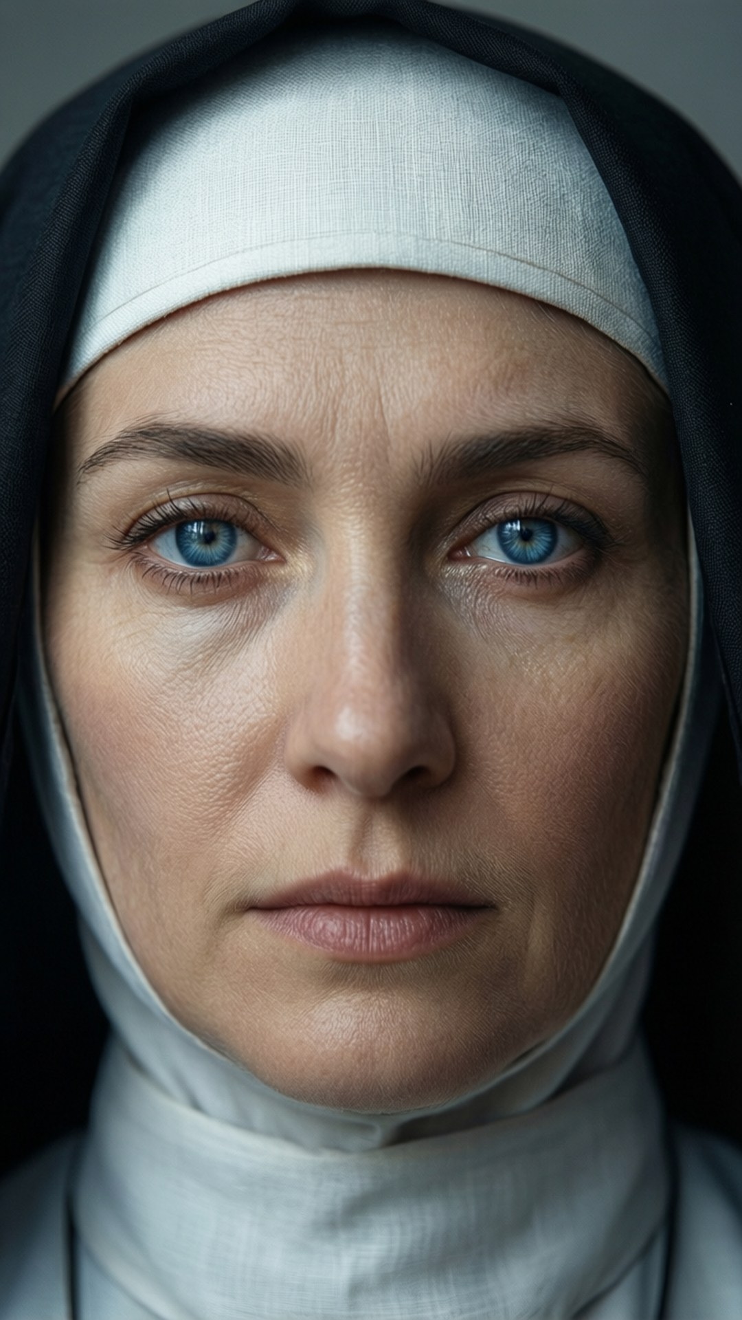 Sister Ivry, piercing blue eyes, white habit, Full HD Phone Wallpaper