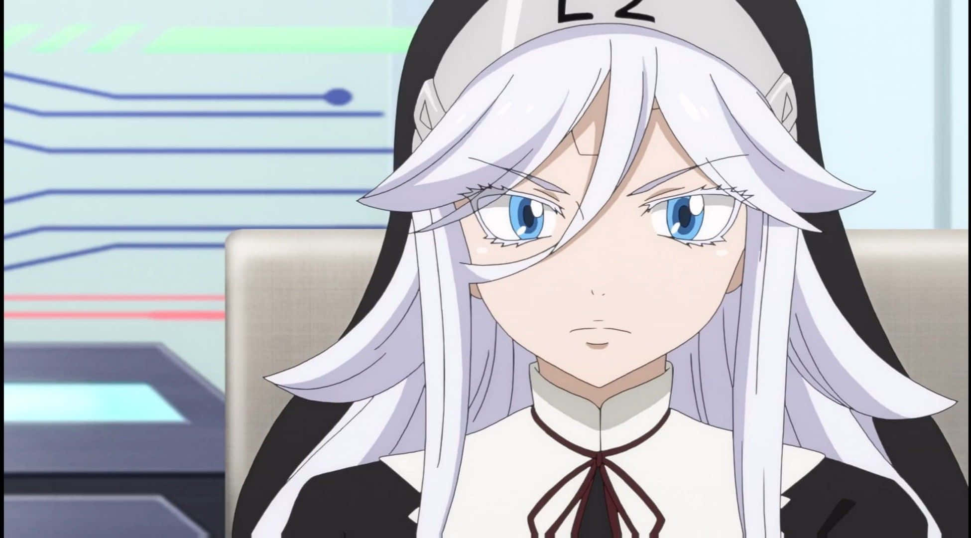 Sister Ivry, anime portrait, white-haired, Full HD Desktop Wallpaper