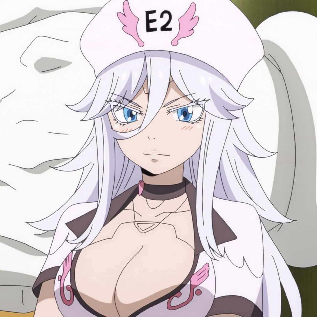 Sister Ivry, white hat marked E2, pink wing accents, SD Desktop Wallpaper