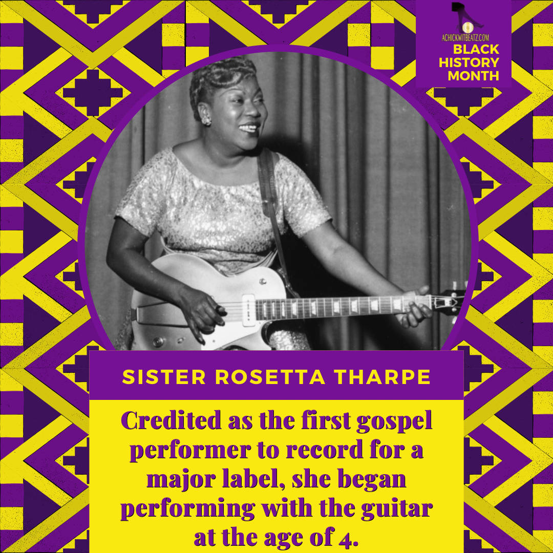 Sister Rosetta Tharpe, black and white photo, vibrant purple, SD Desktop Wallpaper