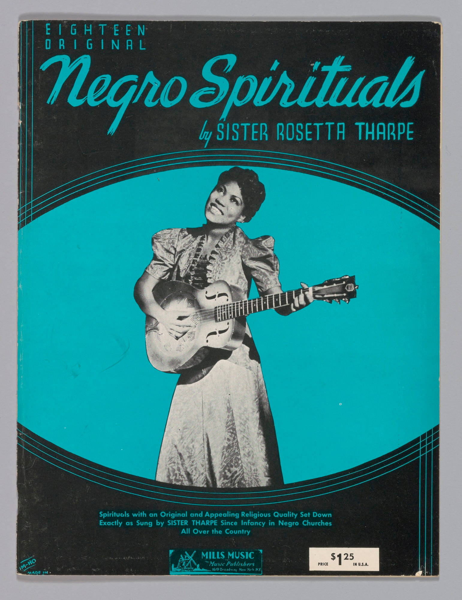 Sister Rosetta Tharpe, Negro Spirituals, teal background, Full HD Phone Wallpaper