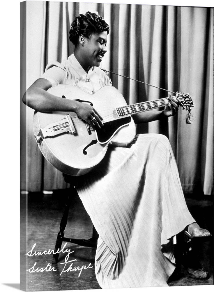 Sister Rosetta Tharpe, acoustic guitar, light dress, SD Phone Wallpaper