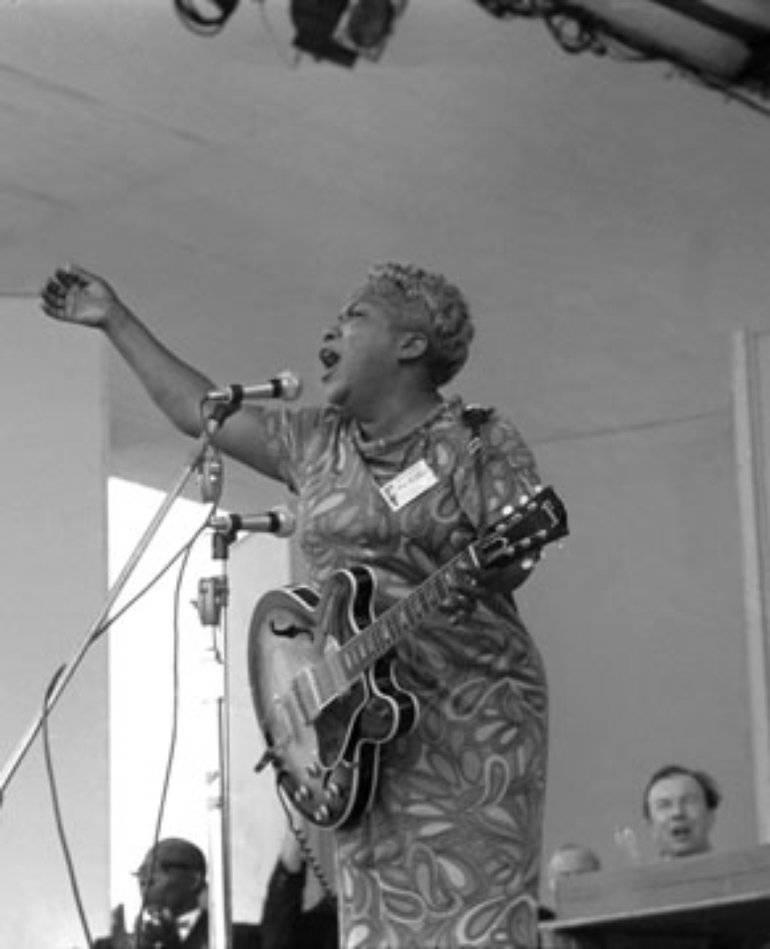 Sister Rosetta Tharpe, gospel singer, black and white photo, SD Phone Wallpaper