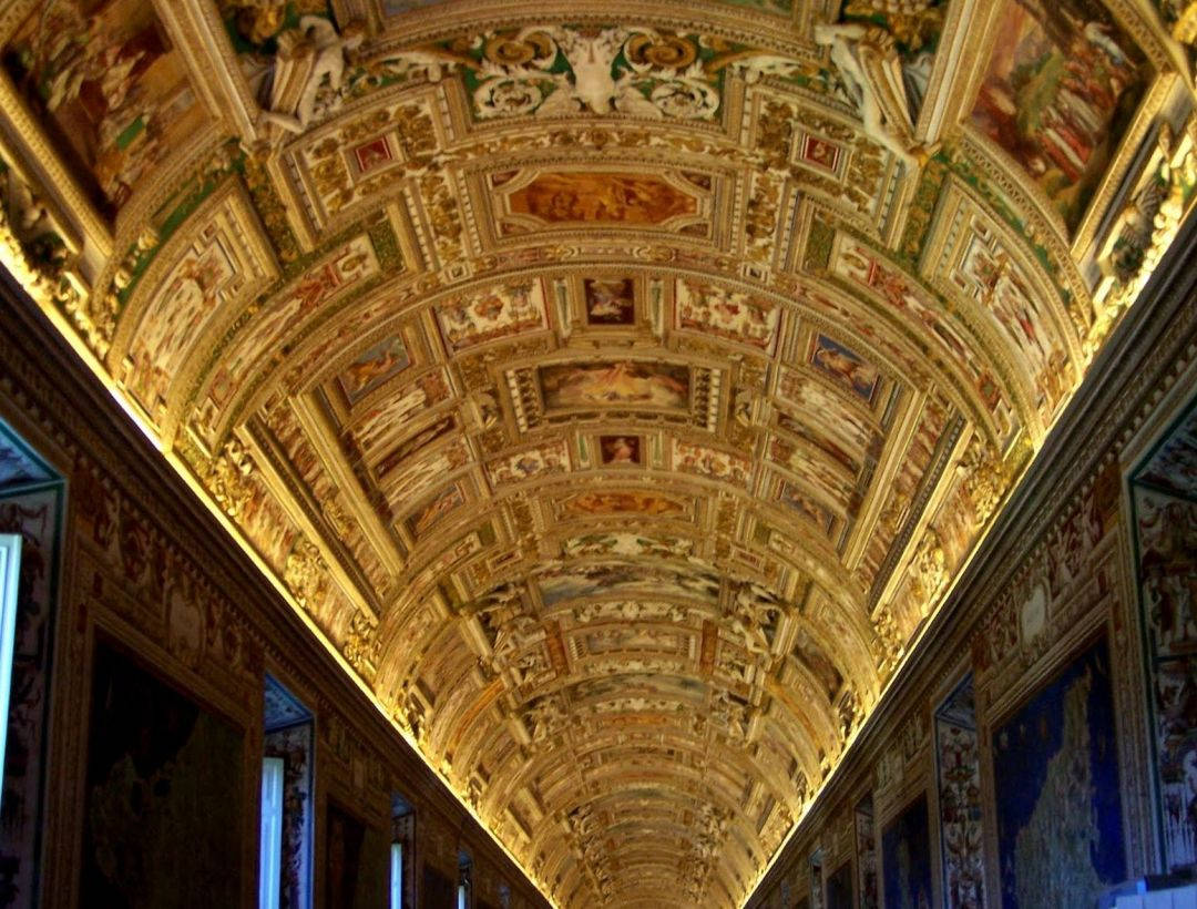 Sistine Chapel, illuminated ceiling, intricate frescoes, SD Desktop Wallpaper