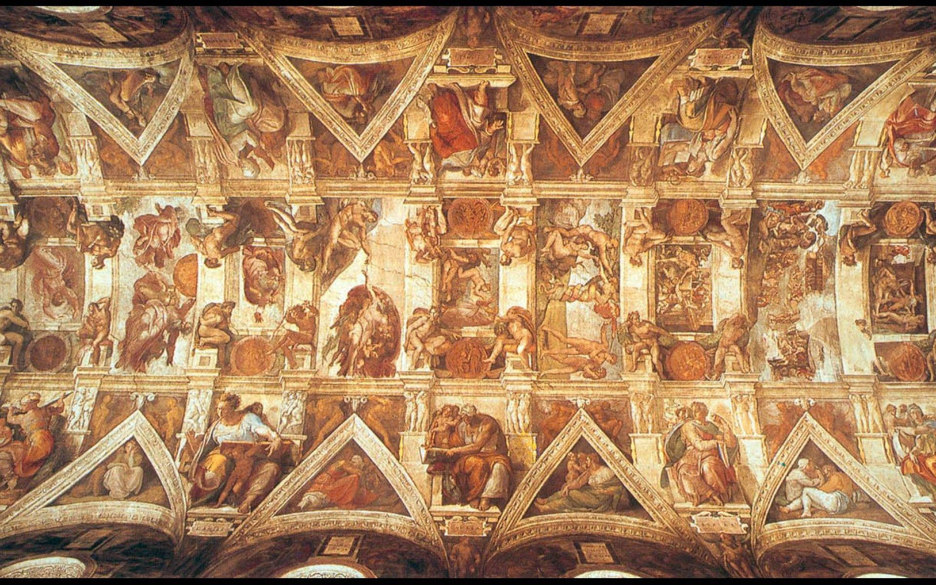 Sistine Chapel, ceiling, Renaissance fresco, Full HD Desktop Wallpaper