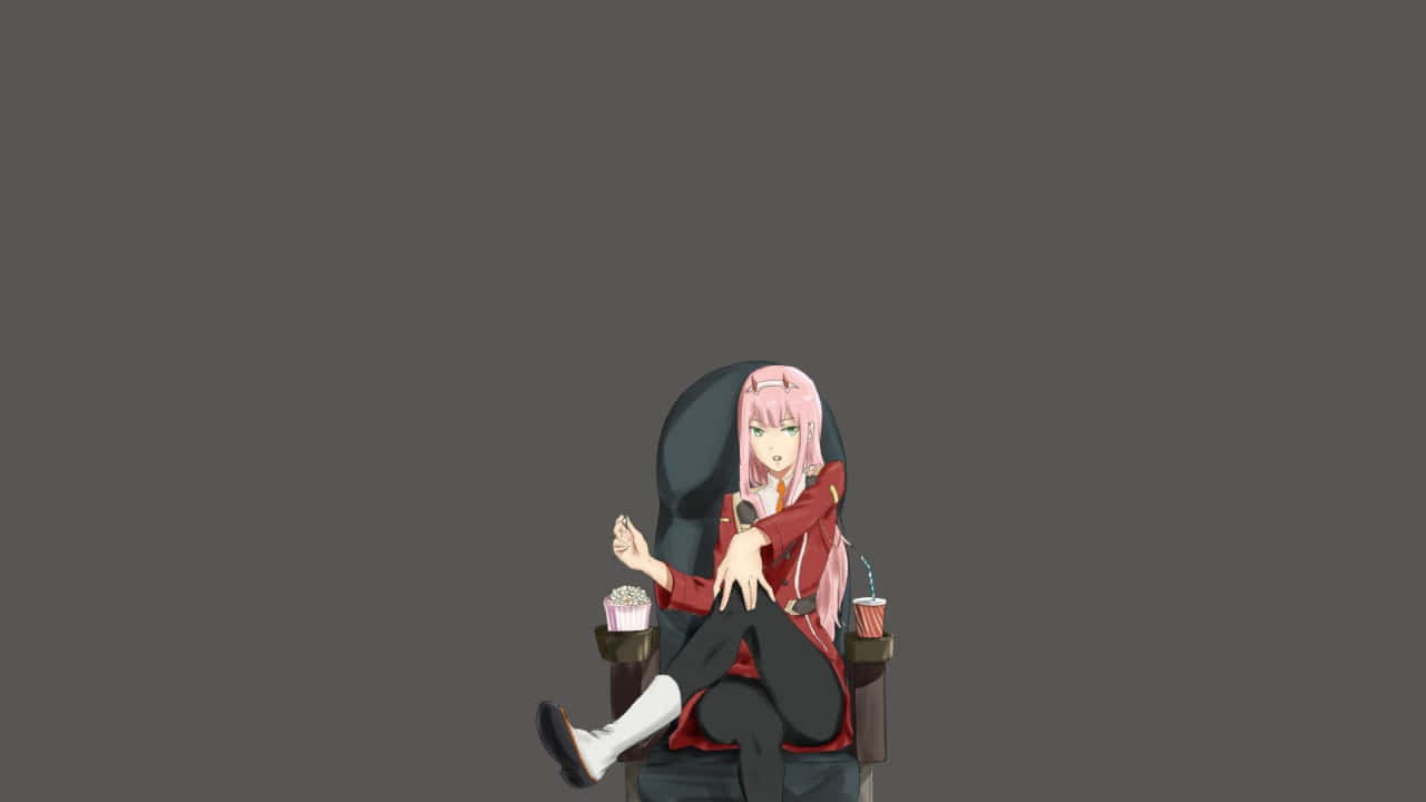 minimal sakura anime, pink-haired anime girl, red jacket, HD Desktop Wallpaper