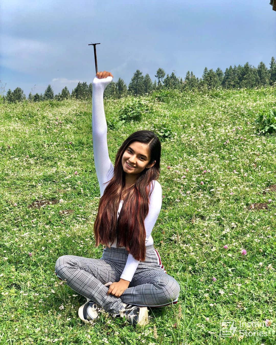 Happy Girl, sunlit meadow, trees, HD Phone Wallpaper