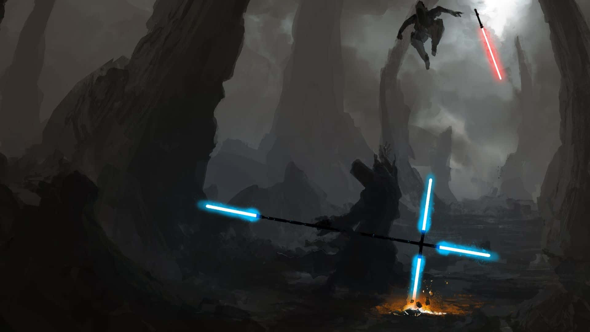 Sith Lord, red lightsaber, blue lightsaber, Full HD Desktop Wallpaper