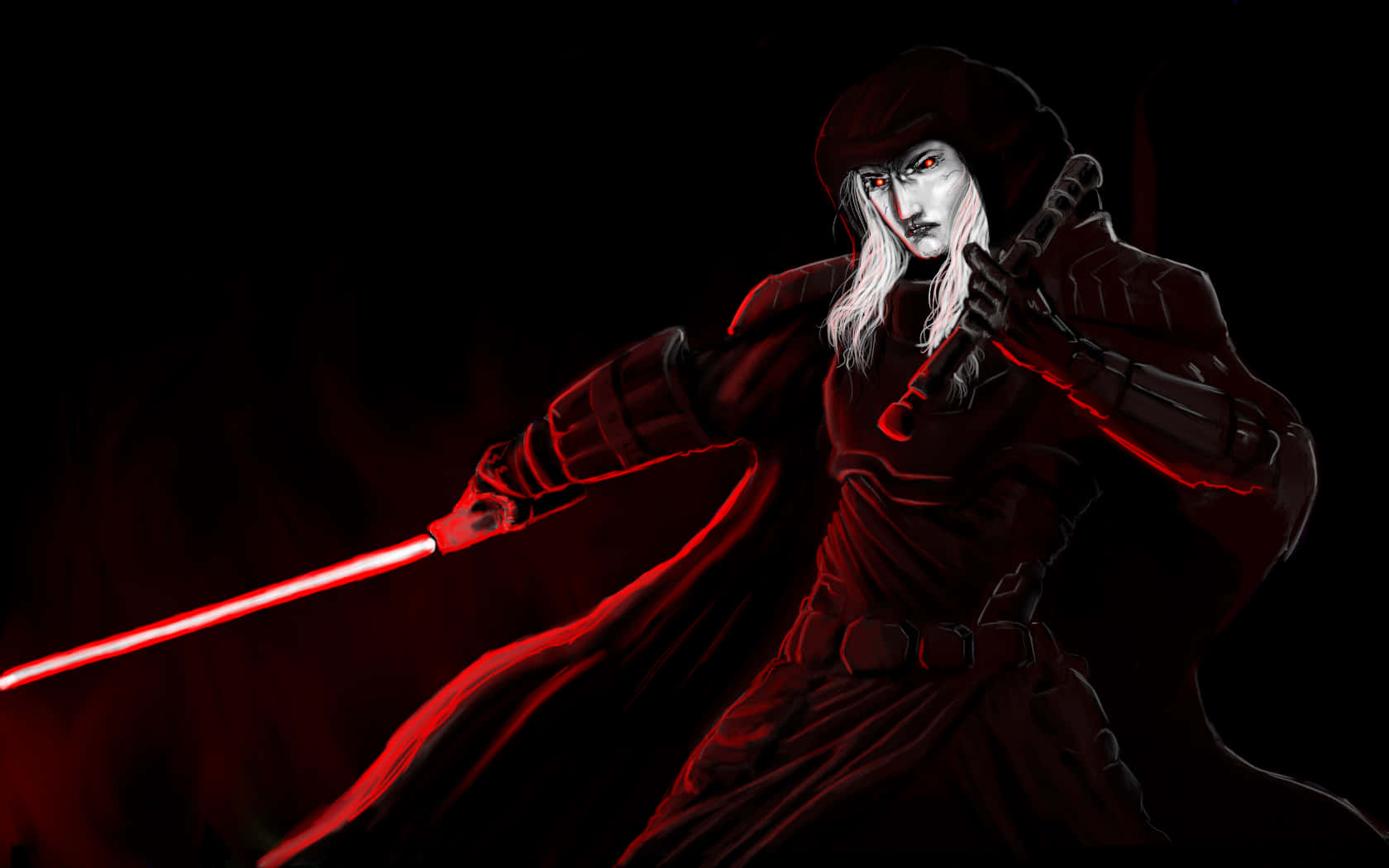 Sith Lord, red-robed, glowing red eyes, HD Desktop Wallpaper