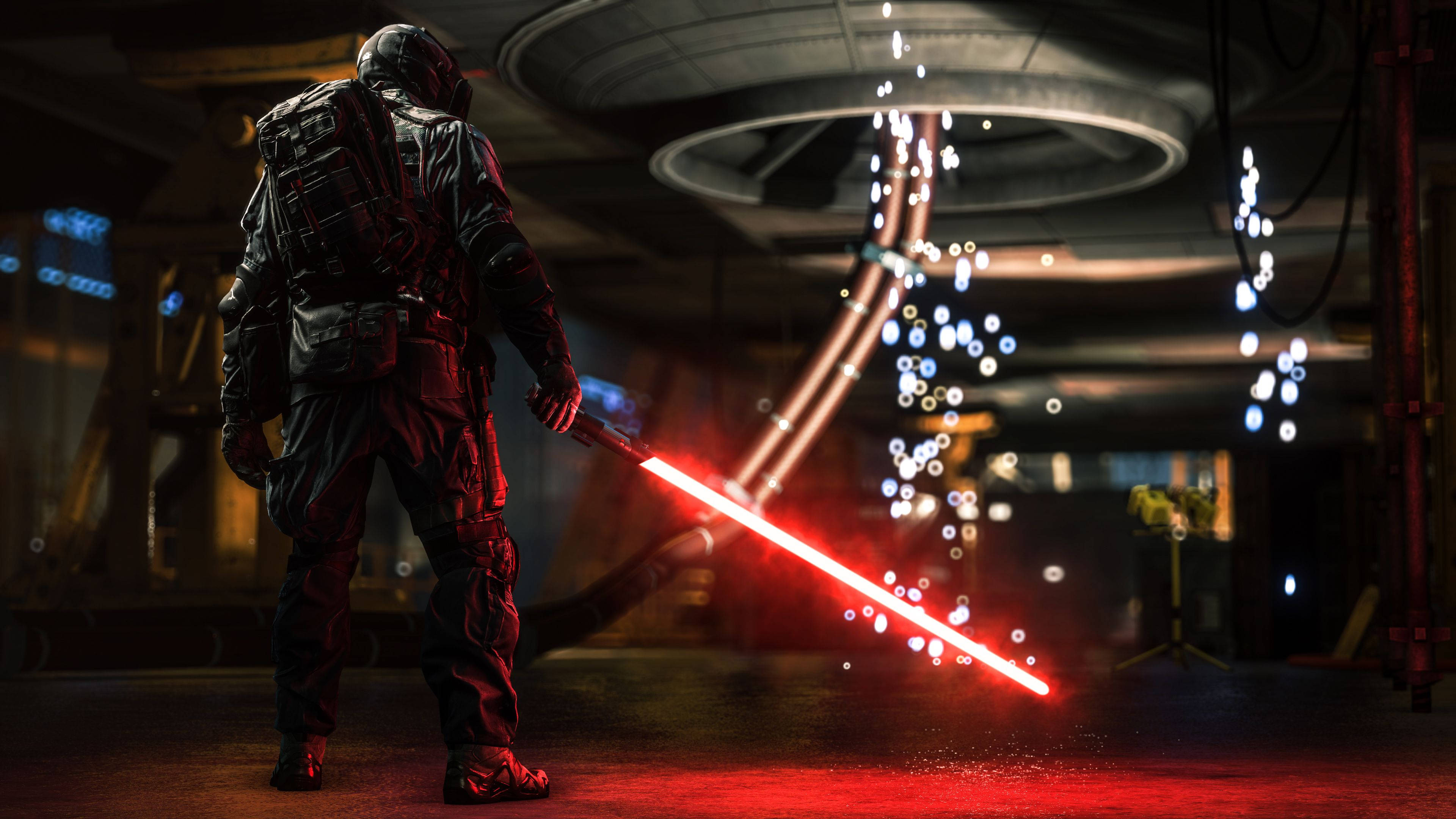 Sith Lord, lightsaber, red lightsaber, 4K Desktop Wallpaper
