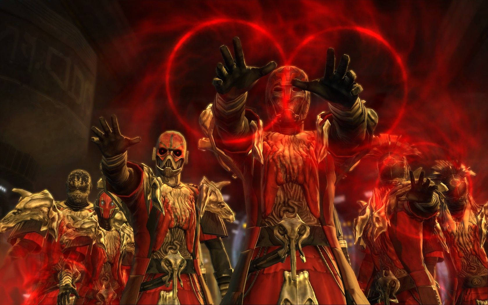 Sith, red armor, glowing red energy, HD Desktop Wallpaper