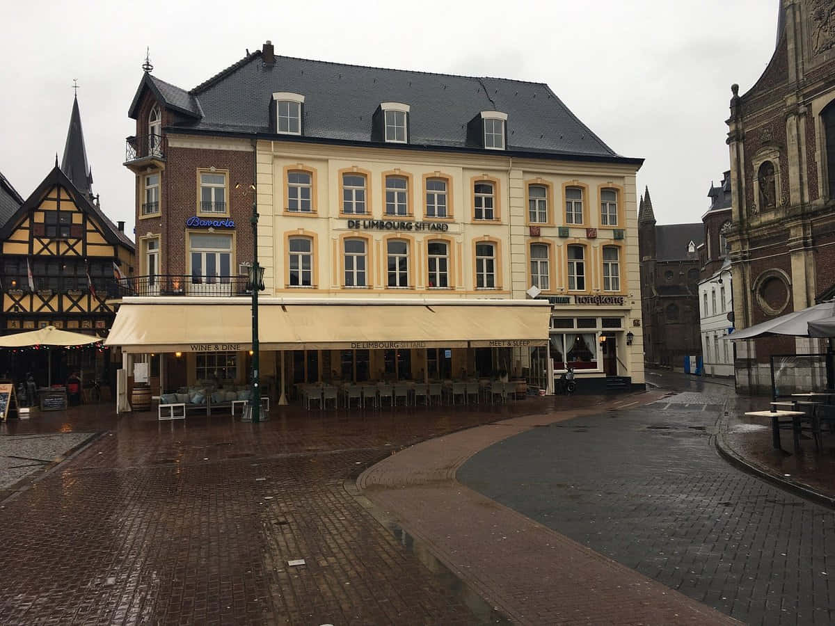Sittard, market square, rainy day, SD Desktop Wallpaper
