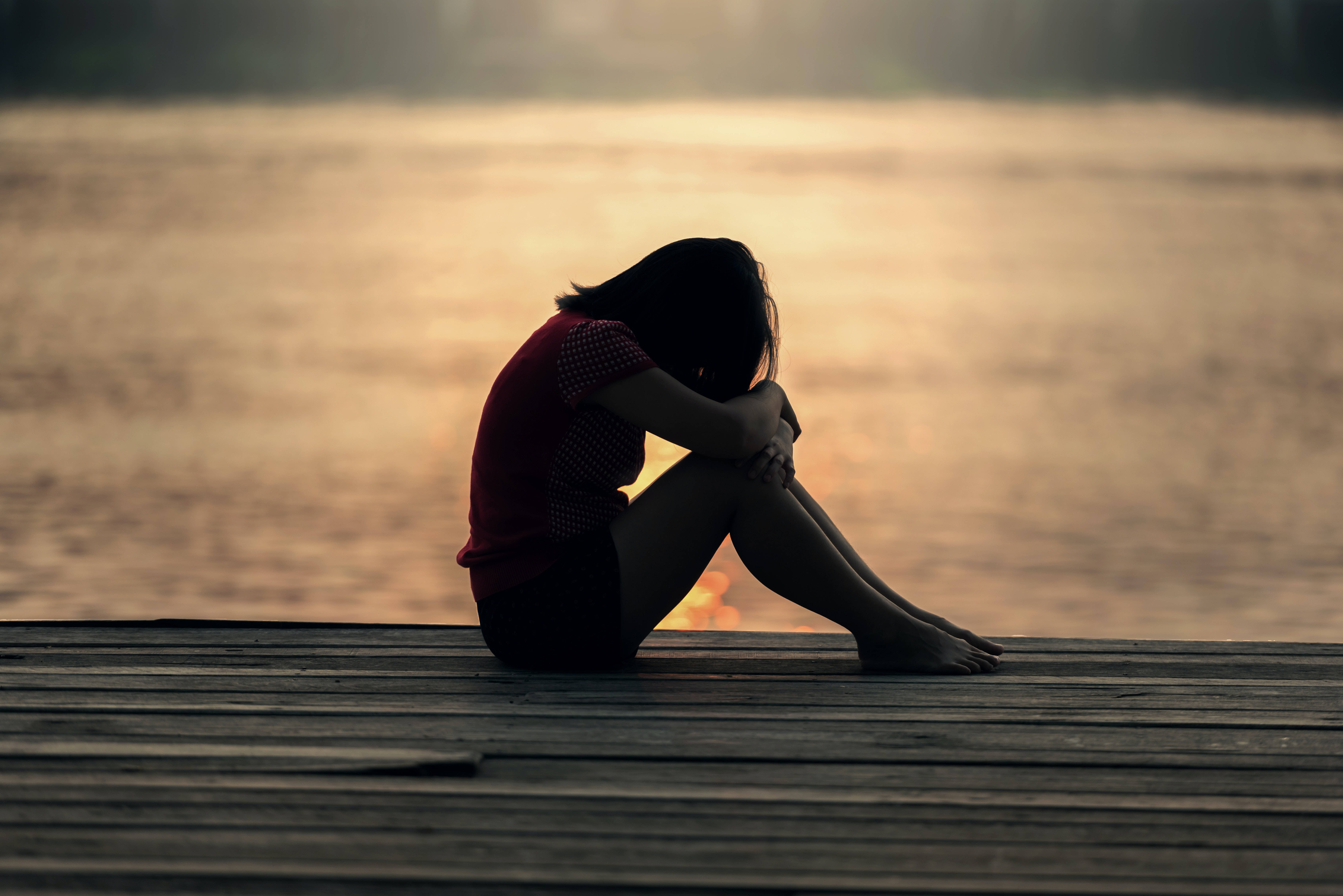 girl, dock, sunset, 5K Desktop Wallpaper