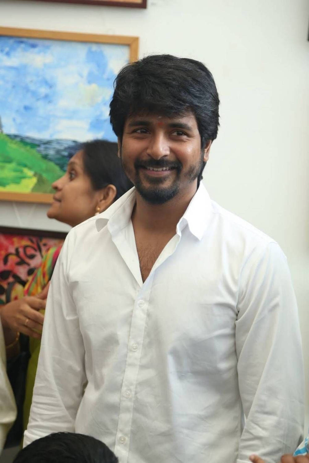 Sivakarthikeyan, white shirt, colorful artwork, HD Phone Wallpaper