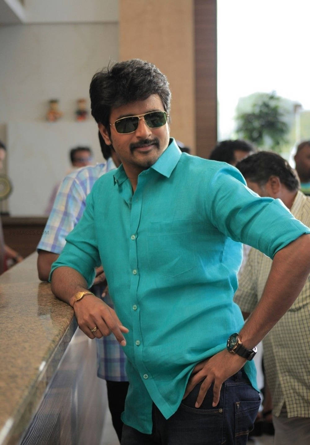 Sivakarthikeyan, teal shirt, sunglasses, HD Phone Wallpaper
