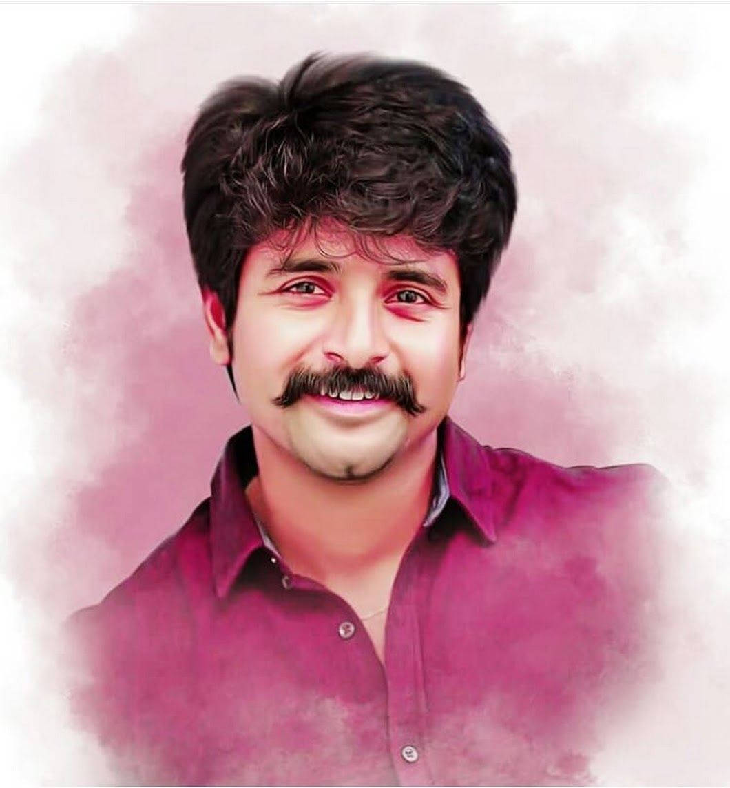 Sivakarthikeyan, pink painting effect, soft pink watercolor background, SD Phone Wallpaper