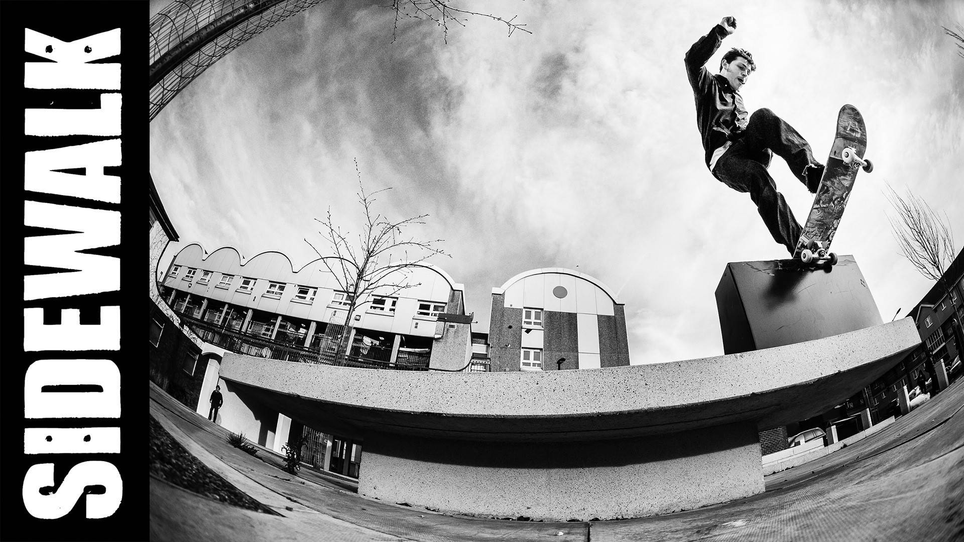 black and white, sidewalk, skateboard, Full HD Desktop Wallpaper