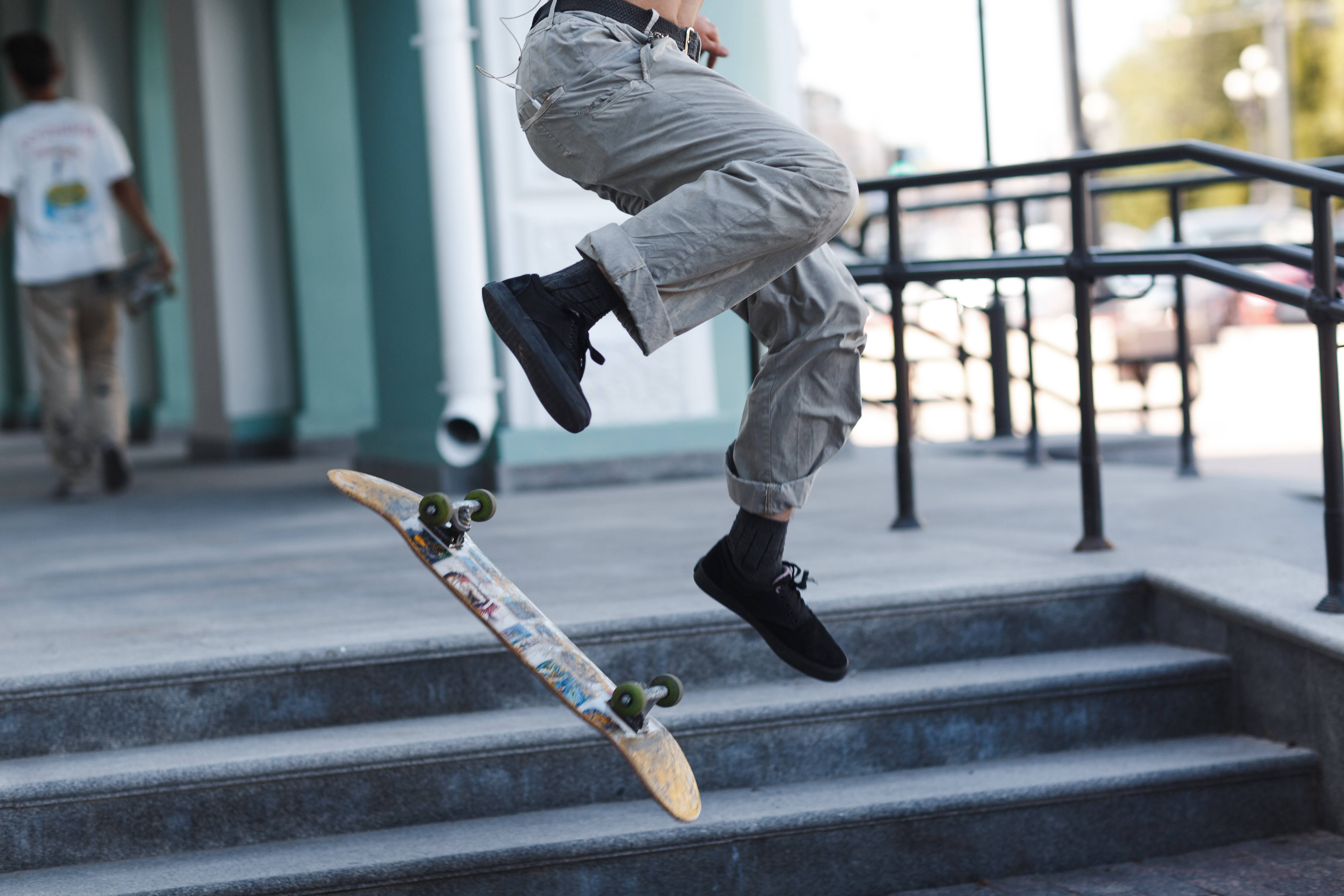 skateboard, skateboarder, concrete stairs, 5K Desktop Wallpaper