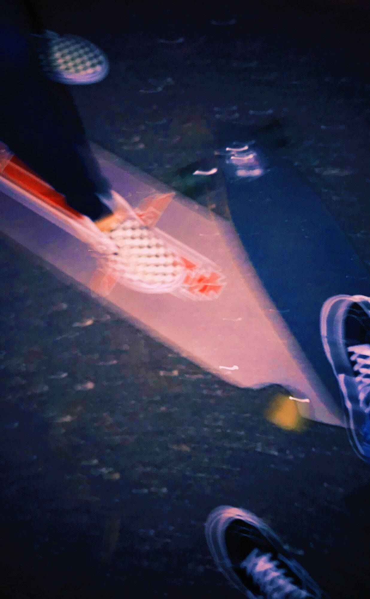longboard, sneakers, neon reflections, Full HD Phone Wallpaper