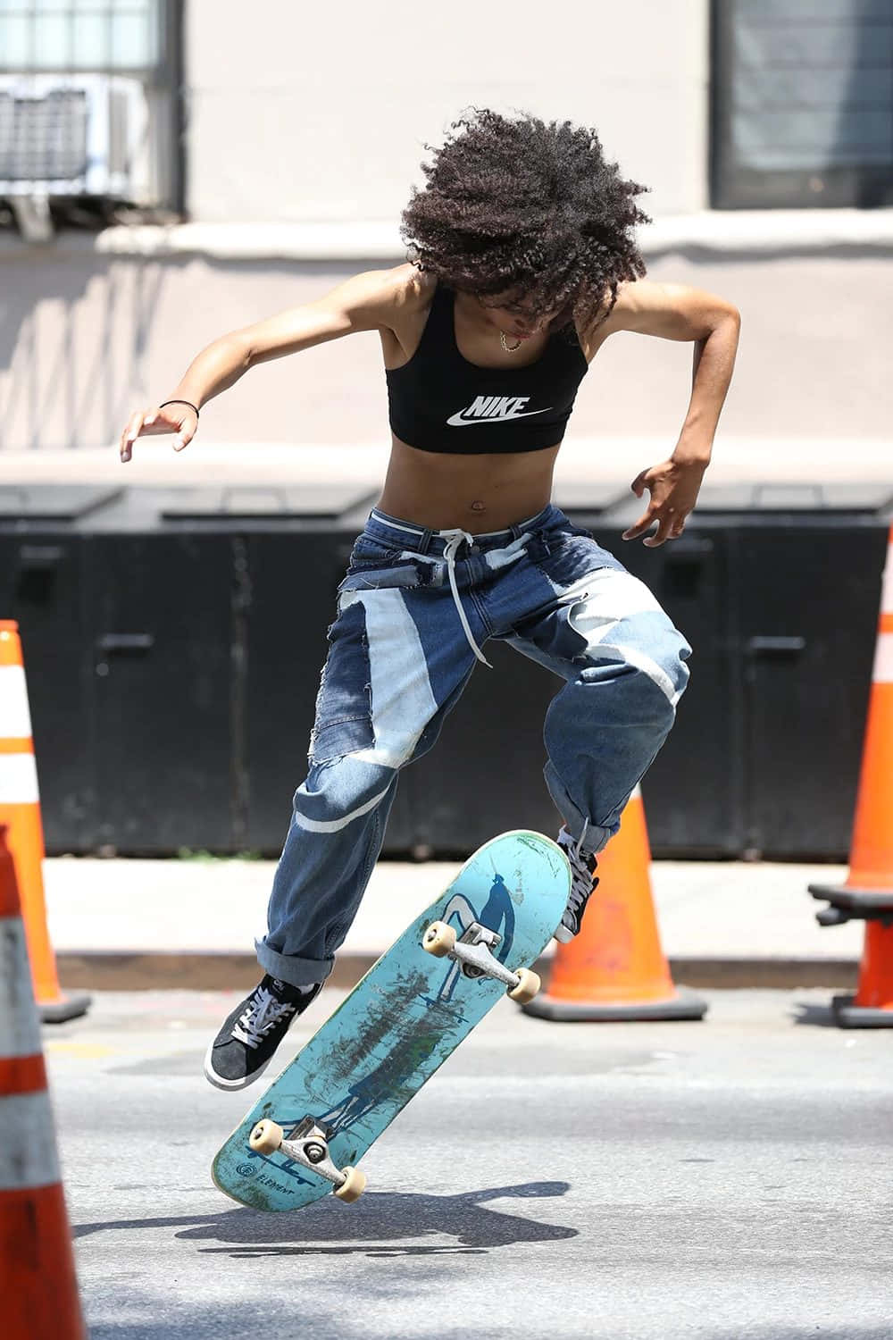 skater girl aesthetic, flip board, orange traffic cones, HD Phone Wallpaper