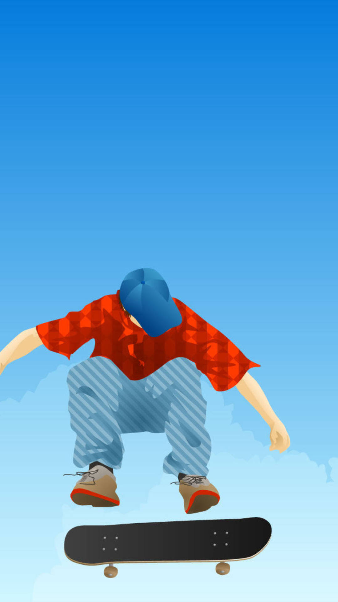 Aesthetic Skater Boy, red shirt, blue cap, Full HD Phone Wallpaper